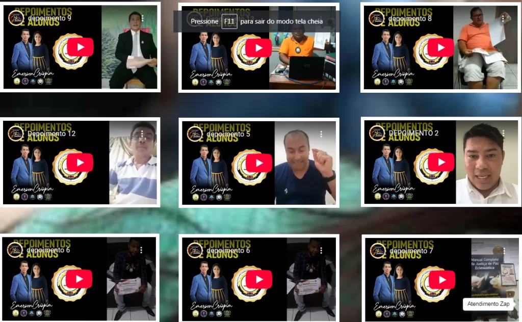 Depoimentos do Alunos em video