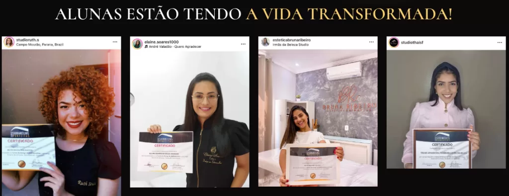 Depoimentos de alunas e reputação online do curso sobrancelhas perfeitas