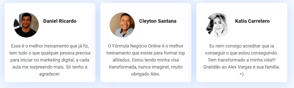 Depoimentos dos alunos