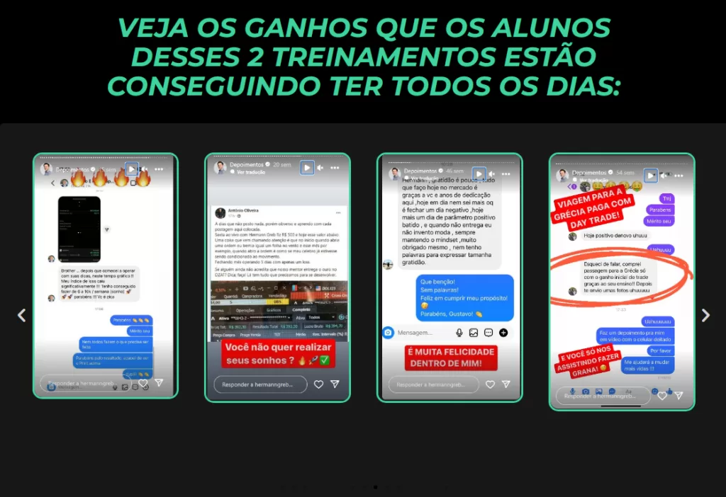 Depoimentos e Resultados de Alunos FTZA - Formação Trader do Zero ao Avançado